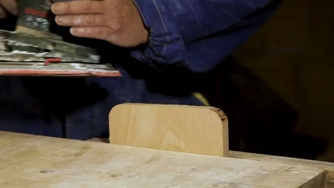 Grinding boards close-up in the carpentry shop. Stock Footage 100805789