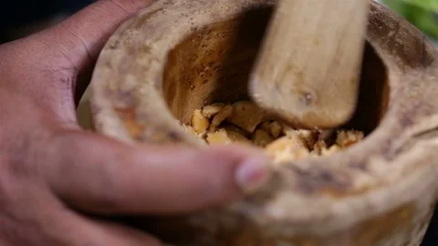 Grinding Cashew Nuts Stock Footage 122849697