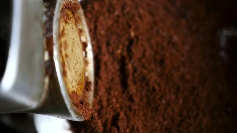 Grinding coffee beans close-up Stock Footage 76718037