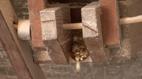 Grinding corn in old watermill Stock Footage 35957274