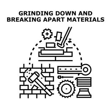 Grinding down and breaking apart materials concept Stock Illustration