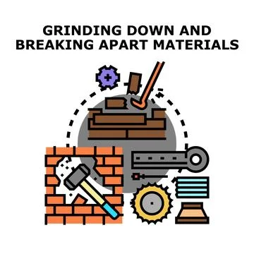 Grinding down and breaking apart materials concept Stock Illustration
