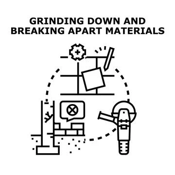 Grinding down breaking apart materials construction work concept 스톡 일러스트