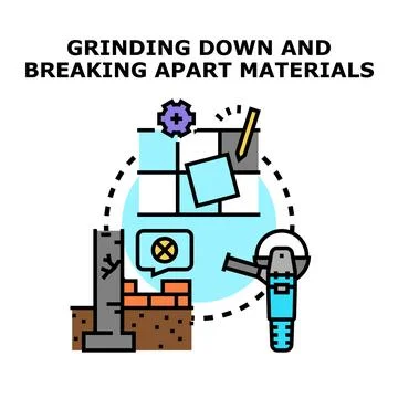Grinding down breaking apart materials construction work concept 스톡 일러스트