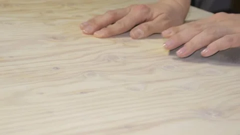 Grinding with an emery cube a wooden surface Stock Footage 217437941