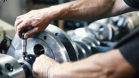 Grinding engine crankshaft Stock Footage 95914642