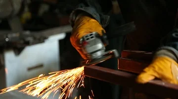 Grinding Heavy Industry Worker Stock Footage 85639636