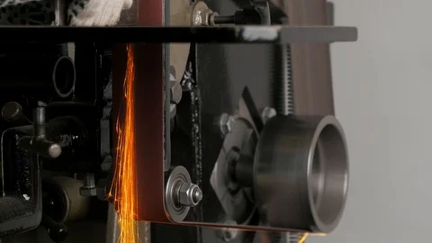 Grinding machine. Grinder. Work on the grinder. Sparks when grinding a metal. Stock Footage 109056329