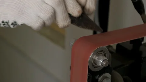 Grinding machine. Grinder. Work on the grinder. Sparks when grinding a metal. Video stock 109056339