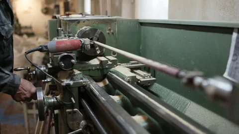 The grinding machine grinds the billiard cue blank Stock Footage 76444629