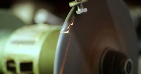 Grinding Machine High RPM Touching Metal Bolts Bright Sparks Erupting Friction Stock Footage 321809529