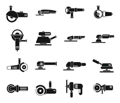 Grinding machine icons set simple vector. Build construct Stock Illustration