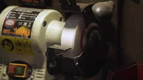 Grinding machine with rotating part operates in workshop 스톡 동영상 101044231