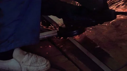 The grinding machine is sanded by a weld. Stock Footage 155449197