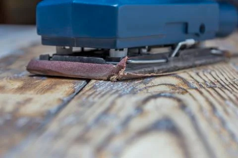 Grinding machine on wood Stock Photos