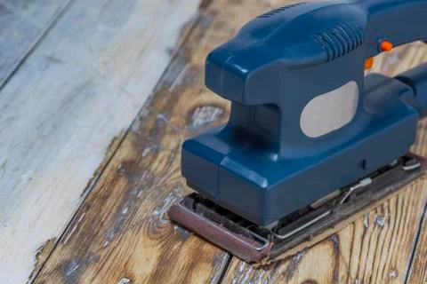 Grinding machine on wood Stock Photos