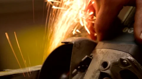 Grinding metal with handgrinder Stock Footage 49100087