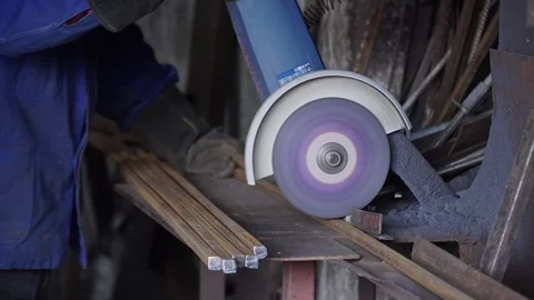 Grinding metal profile on the grinder Stock Footage 101951468