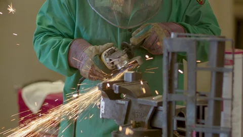 Grinding Metal Slow Motion Stock Footage 128125892