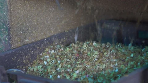 Grinding of plastic at factory, close-up of small fractions Stock Footage 164513778
