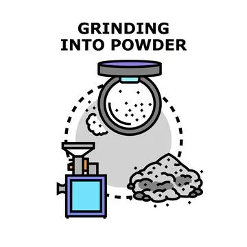 Grinding process turning raw material into powder イラスト素材