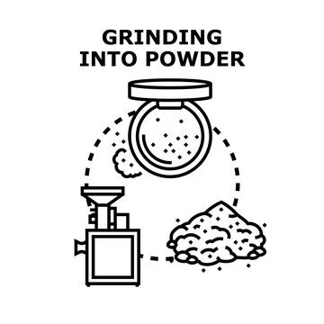Grinding process turning raw material into powder イラスト素材
