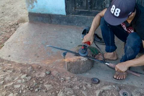 Grinding to shape Stock Photos