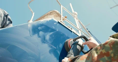 Grinding the side of the yacht Stock Footage 89123763