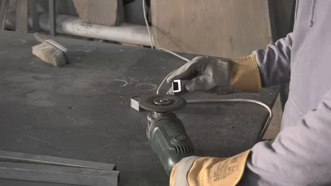 Grinding steel bars Stock Footage 104444573