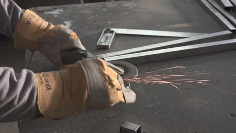 Grinding steel bars Stock Footage 104444591