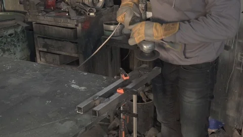 Grinding steel bars Stock Footage 104444611