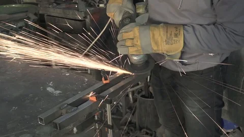 Grinding steel bars Stock Footage 104444636
