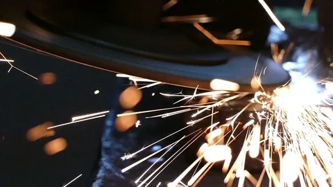 Grinding steel, slow motion Stock Footage