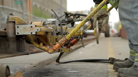 Grinding steel tracks Stock Footage 44284822