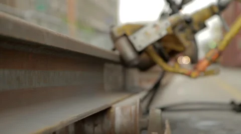 Grinding steel tracks Stock Footage 44284954