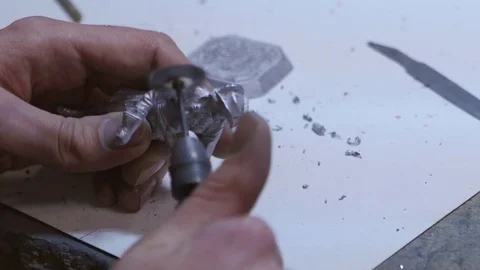 Grinding the tin soldiers after casting Stock-Footage 72849867