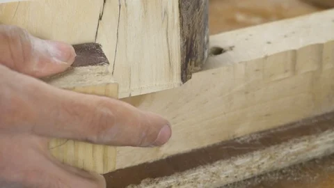 Grinding wood in the workshop Stock Footage 85626866