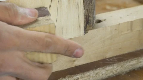 Grinding wood in the workshop Stock Footage 85722600