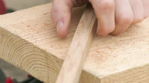 Grinding wooden plank using rasp Stock Footage 62209079