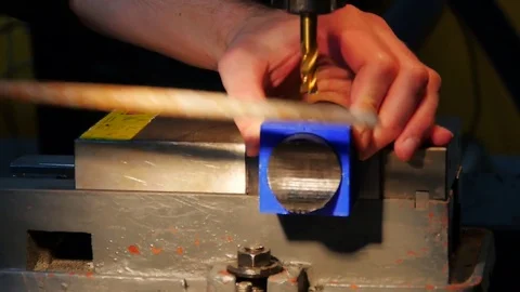 Grinding of the workpiece in the machine before drilling Stock Footage 80859244