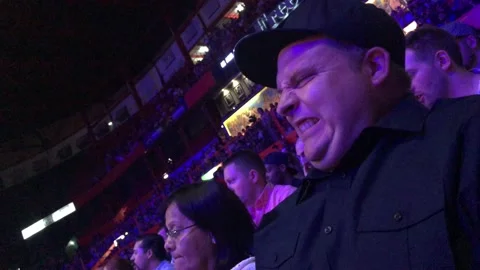 Gringo Reacts To Lucha Libre While Eating Popcorn In Arena Mexico, Mexico City Stock Footage 154536696