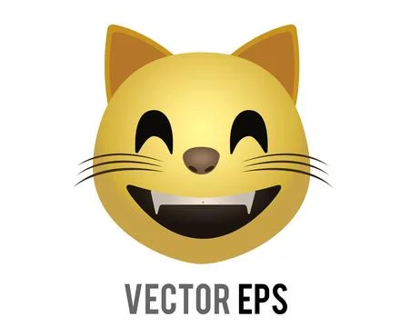 Grinning cat face icon with sharp fangs and winking eye, a playful and misc.. Stock Illustration