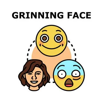 Grinning face concept including pleased emoticon happiness Stock Illustration
