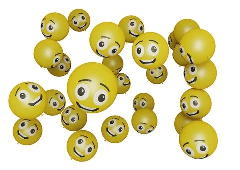 Grinning face eyes 3d render emoticon or emoji perfect for sosial media, bran Stock Illustration