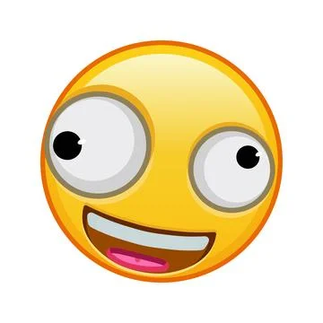 A grinning face with one large and one small eye Large size of yellow emoji.. Stock Illustration