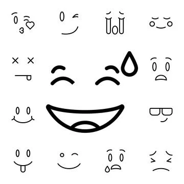 Grinning, face, with, sweat flat vector icon in emotions pack Stock Illustration