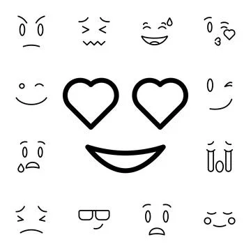 Grinning, with, hearth, eyes flat vector icon in emotions pack Stock Illustration