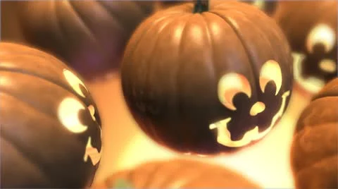 Grinning Pumpkins Stock Footage 8953046