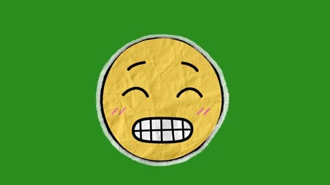 Grinning Teeth Emoji Paper Texture Overlay | Cute Hand Drawn Face Animation  Video stock 331003178