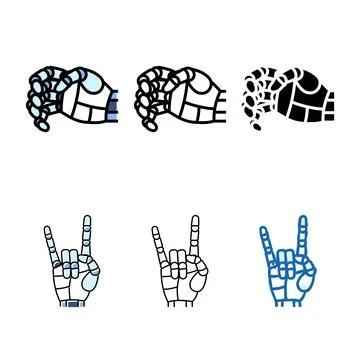Grip robot stylized hand gesture color icon vector Stock Illustration